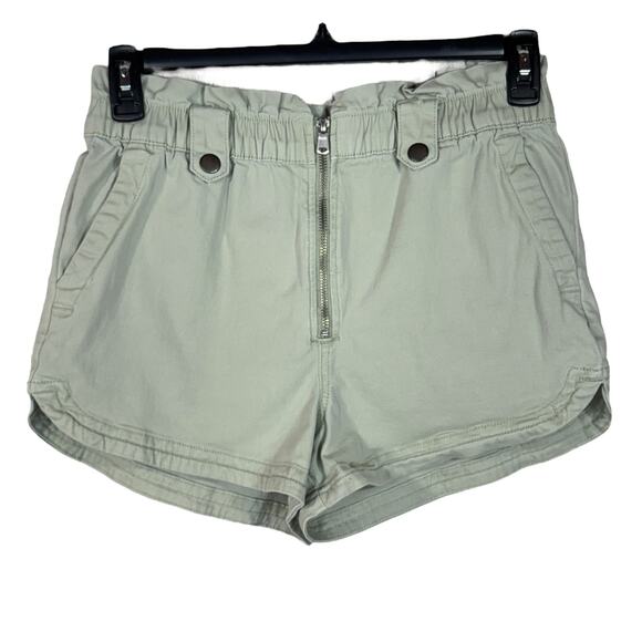 Celebrity Pink Medium Paperbag Waist Shorts Zip-Fly Pocket Stretch Hi-Rise Green - Picture 1 of 6